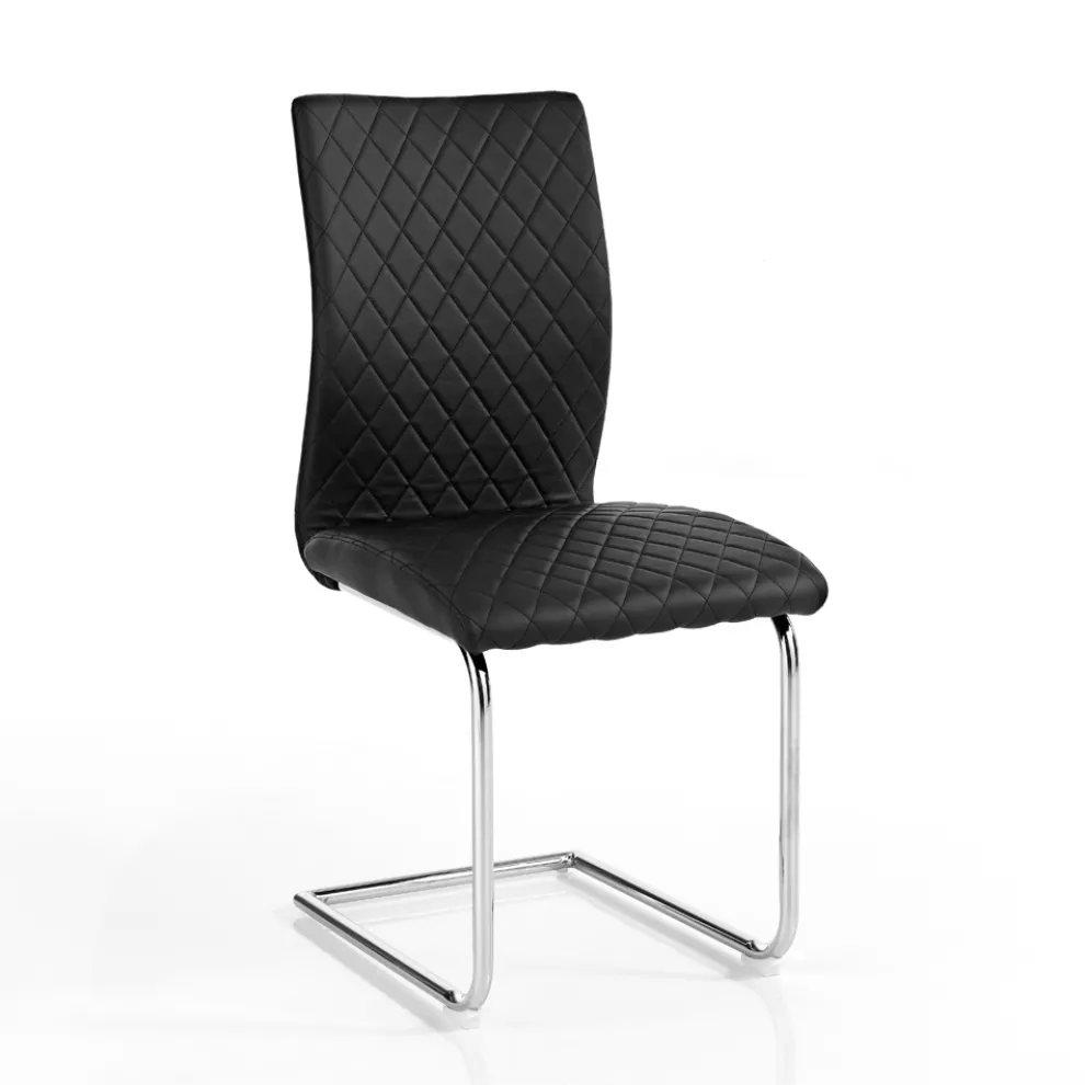 4 Esszimmerstühle mit Kufenbeinen aus verchromtem Stahl – Amethyst