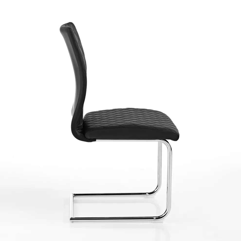 4 Esszimmerstühle mit Kufenbeinen aus verchromtem Stahl – Amethyst