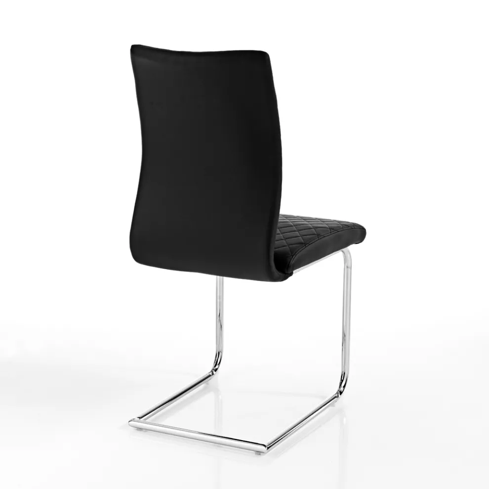 4 Esszimmerstühle mit Kufenbeinen aus verchromtem Stahl – Amethyst