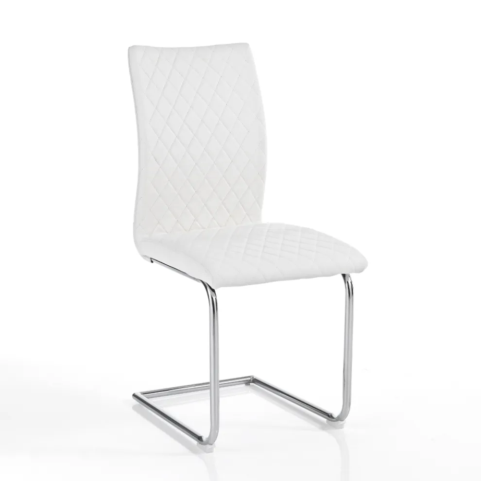 4 Esszimmerstühle mit Kufenbeinen aus verchromtem Stahl – Amethyst