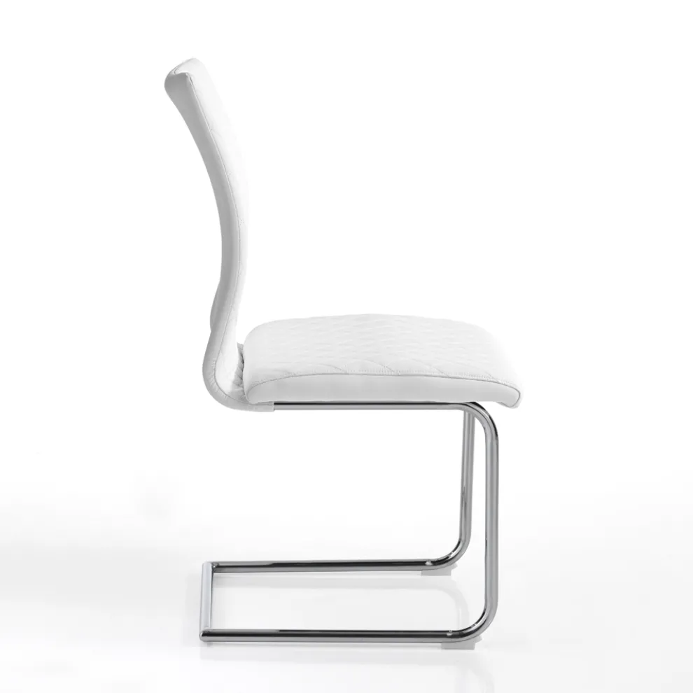 4 Esszimmerstühle mit Kufenbeinen aus verchromtem Stahl – Amethyst