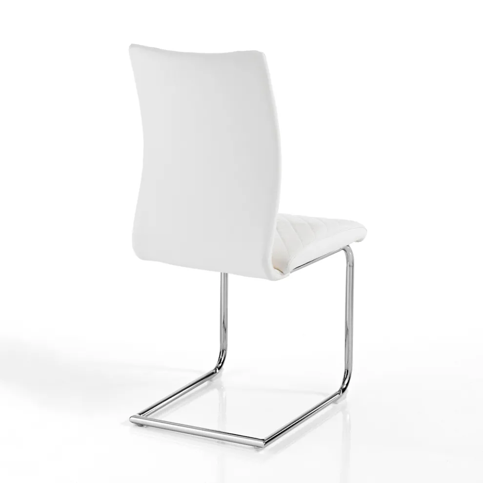 4 Esszimmerstühle mit Kufenbeinen aus verchromtem Stahl – Amethyst