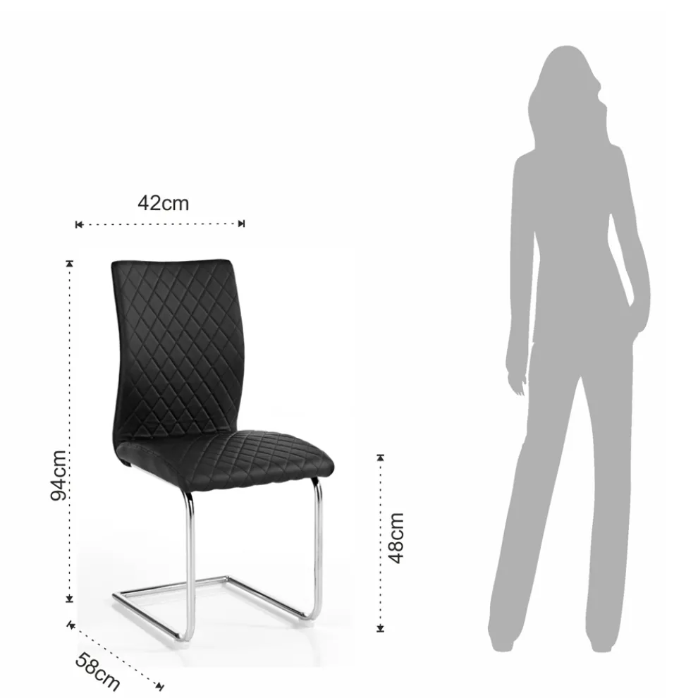 4 Esszimmerstühle mit Kufenbeinen aus verchromtem Stahl – Amethyst