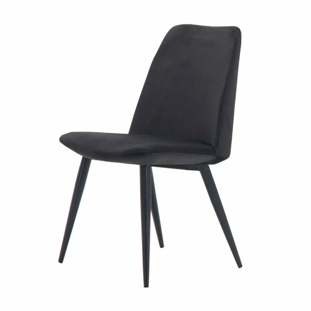 4 gepolsterte Esszimmerstühle mit Samtbezug, hergestellt in Italien – Granella