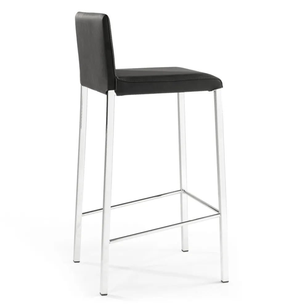 2 Hocker aus schwarzem Stoff und silbernen Stahlbeinen, hergestellt in Italien – Cadente