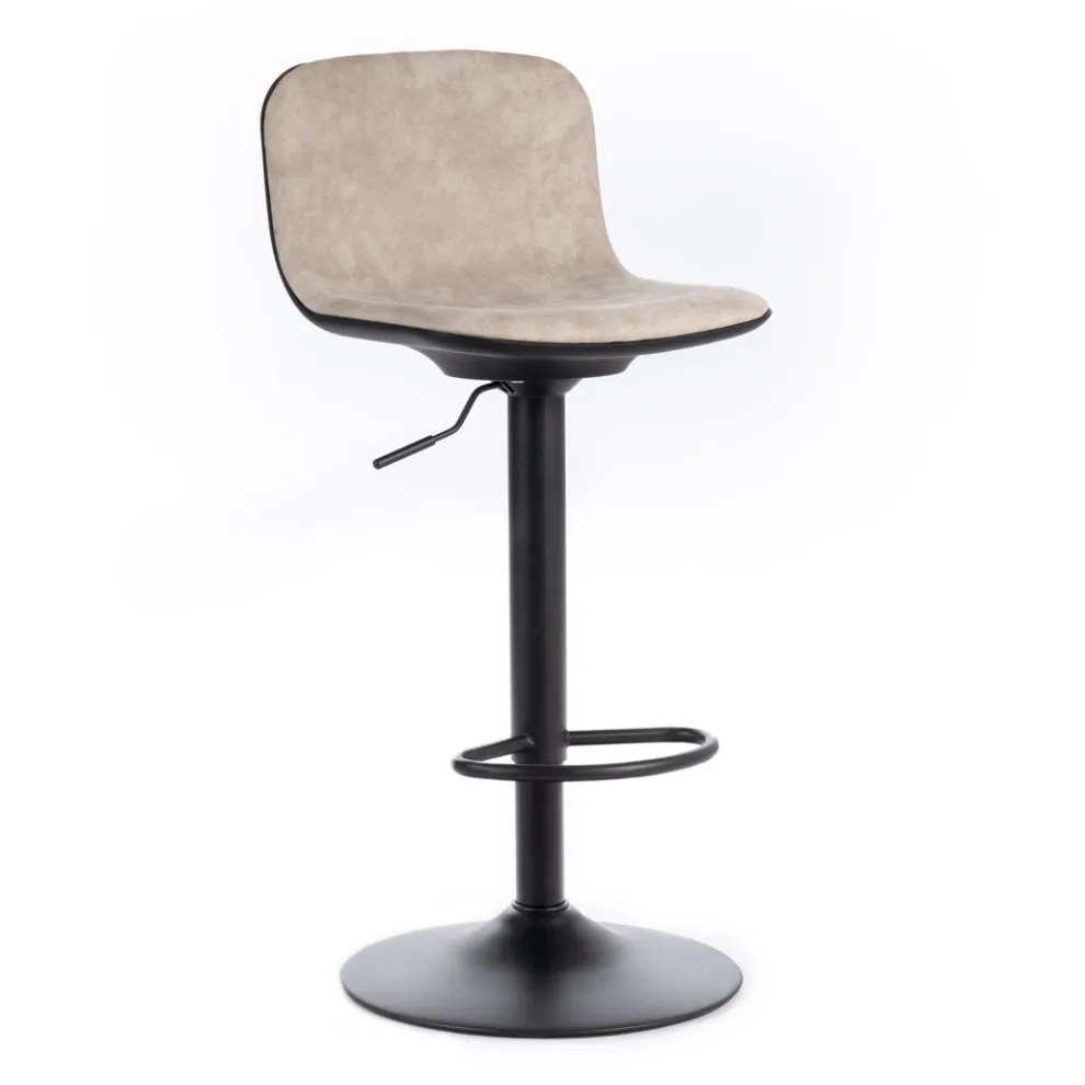 2 Hocker mit Gasfeder, Sitz aus Mikrofaser und Metall – Adonis