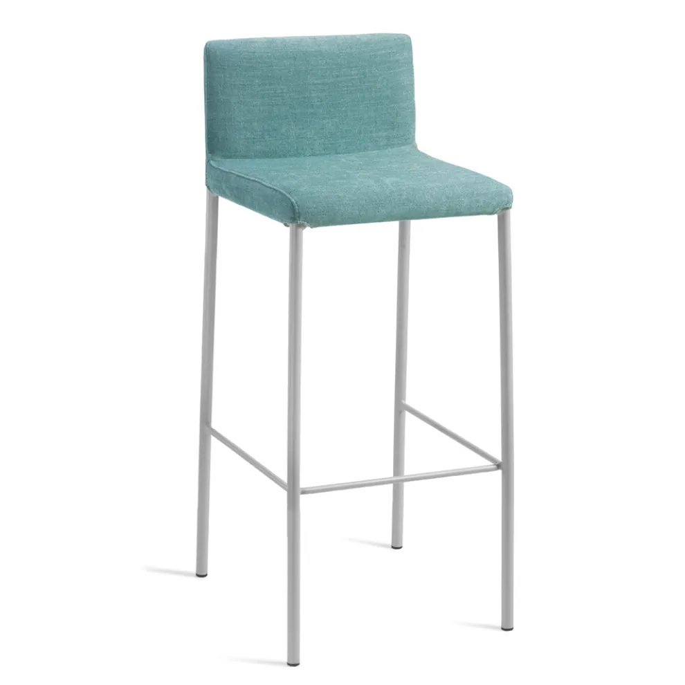 2 Hocker mit niedriger Rückenlehne aus Sky-Stoff, hergestellt in Italien – Delfino