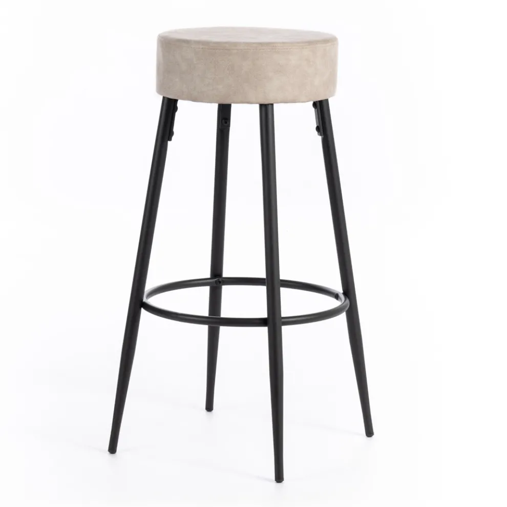 2 Hocker mit Sitz aus Mikrofaserstoff und Metallstruktur - Ronik