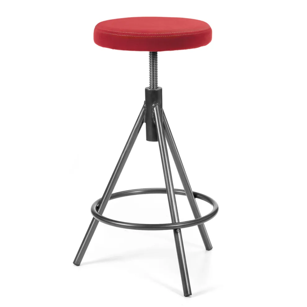 4 Innenhocker aus rotem Stoff und brünierter Struktur, hergestellt in Italien – Halskette