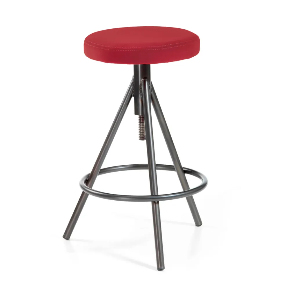 4 Innenhocker aus rotem Stoff und brünierter Struktur, hergestellt in Italien – Halskette