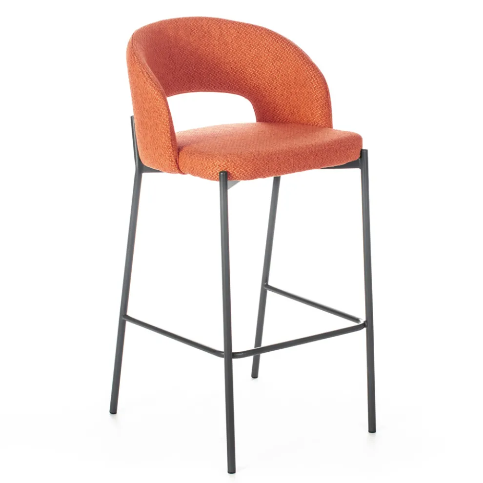 2 Innenhocker mit Sitz und Rückenlehne aus Stoff und Metallbeinen – Strand