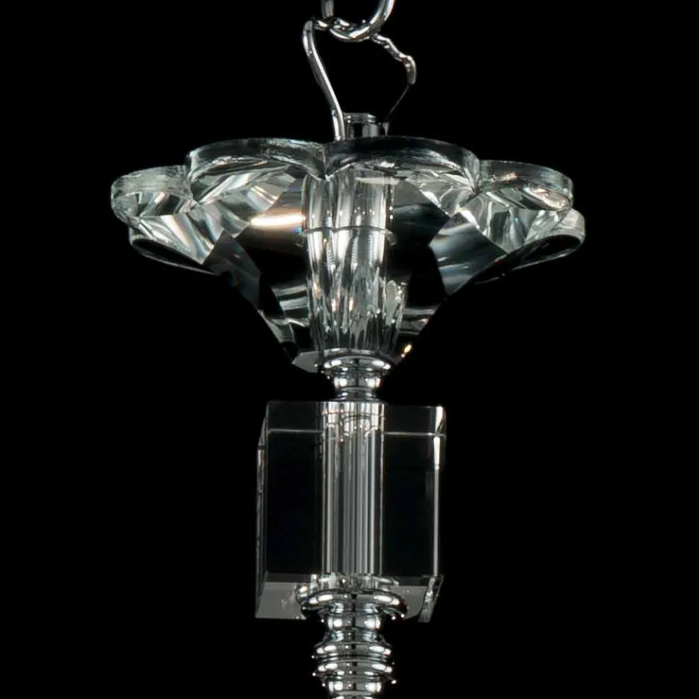 6 Lichter Design Kronleuchter in Ivy Glas und Kristall, made in Italy