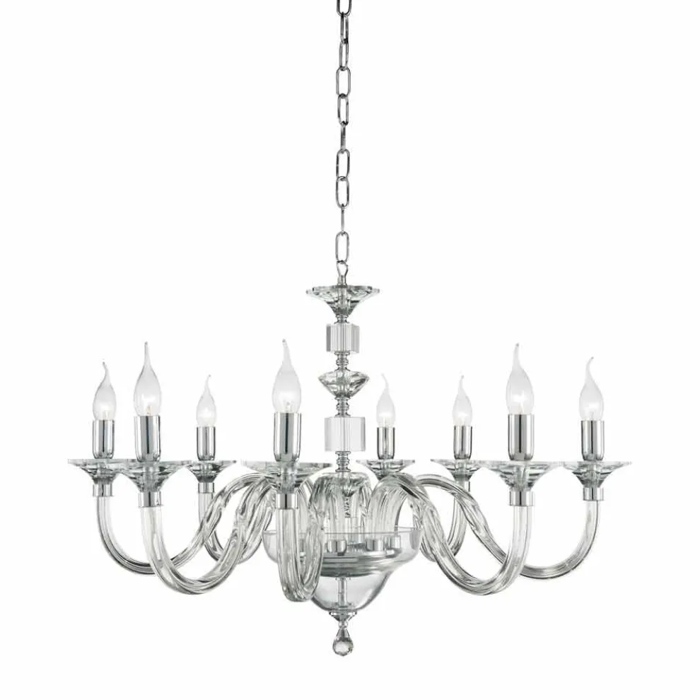 8 Lichter Glas Design Kronleuchter mit Ivy Kristall Dekorationen