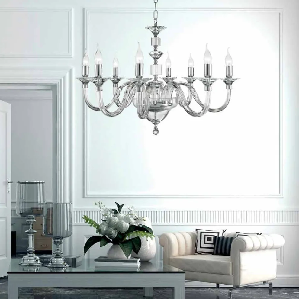 8 Lichter Glas Design Kronleuchter mit Ivy Kristall Dekorationen