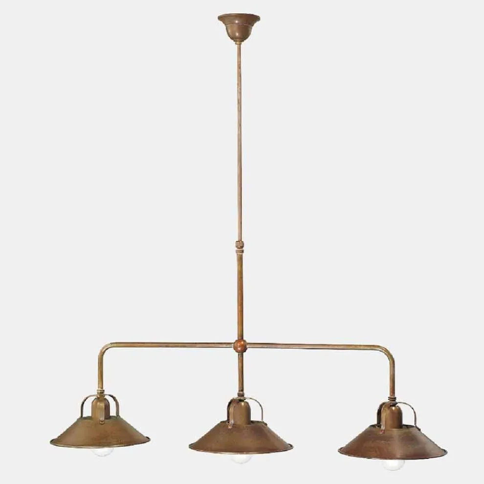 3 Lichter Messing Kronleuchter Vintage Style Made in Italy - Cascina von Il Fanale
