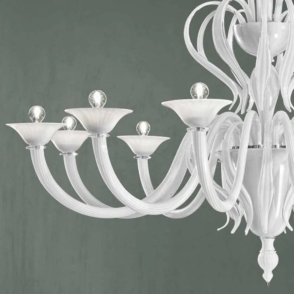 12 Lichter Venedig Glas Kronleuchter Handgefertigt in Italien - Agustina