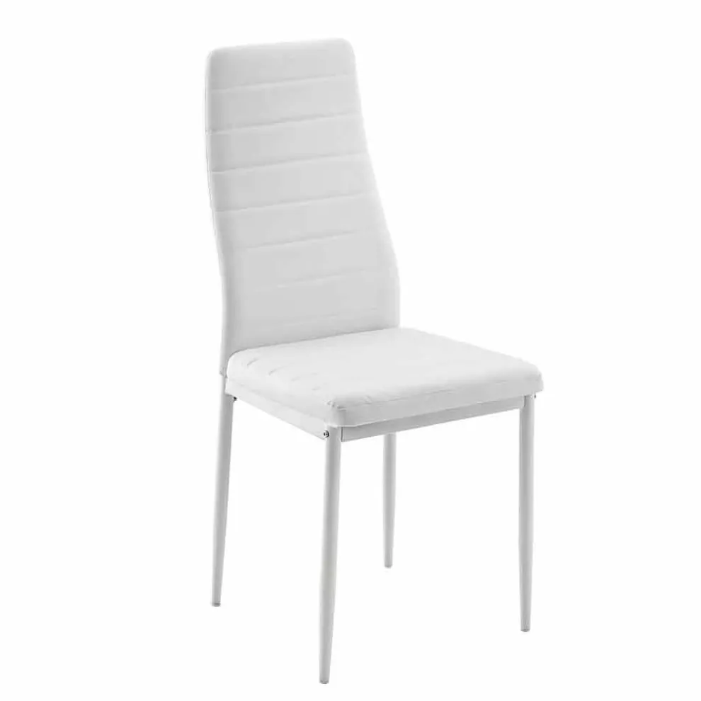 4 moderne Esszimmerstühle aus Lederimitat und Metallbeinen - Spiga