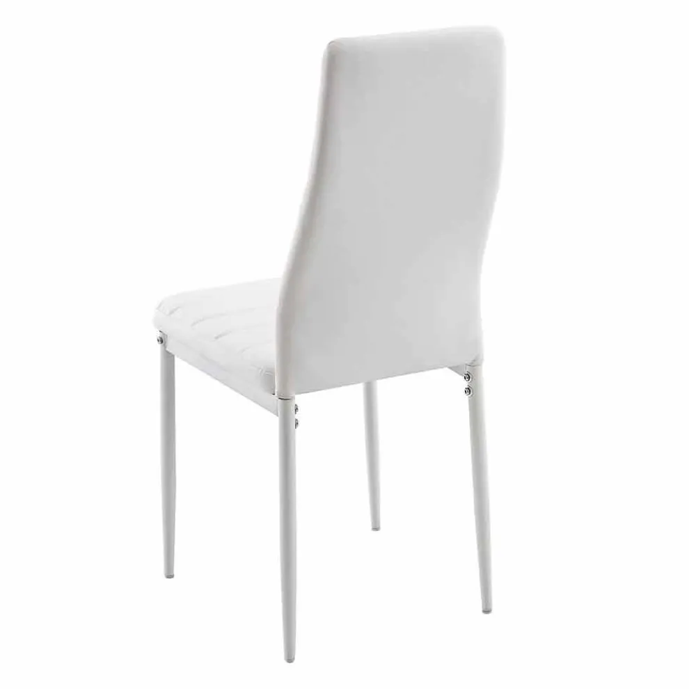 4 moderne Esszimmerstühle aus Lederimitat und Metallbeinen - Spiga