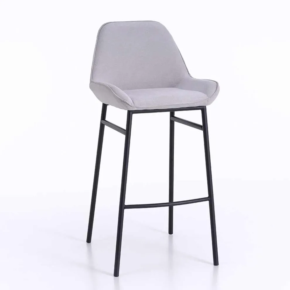 2 moderne Metallhocker mit Sitz aus Mikrofaser oder Kunstleder - Bellino