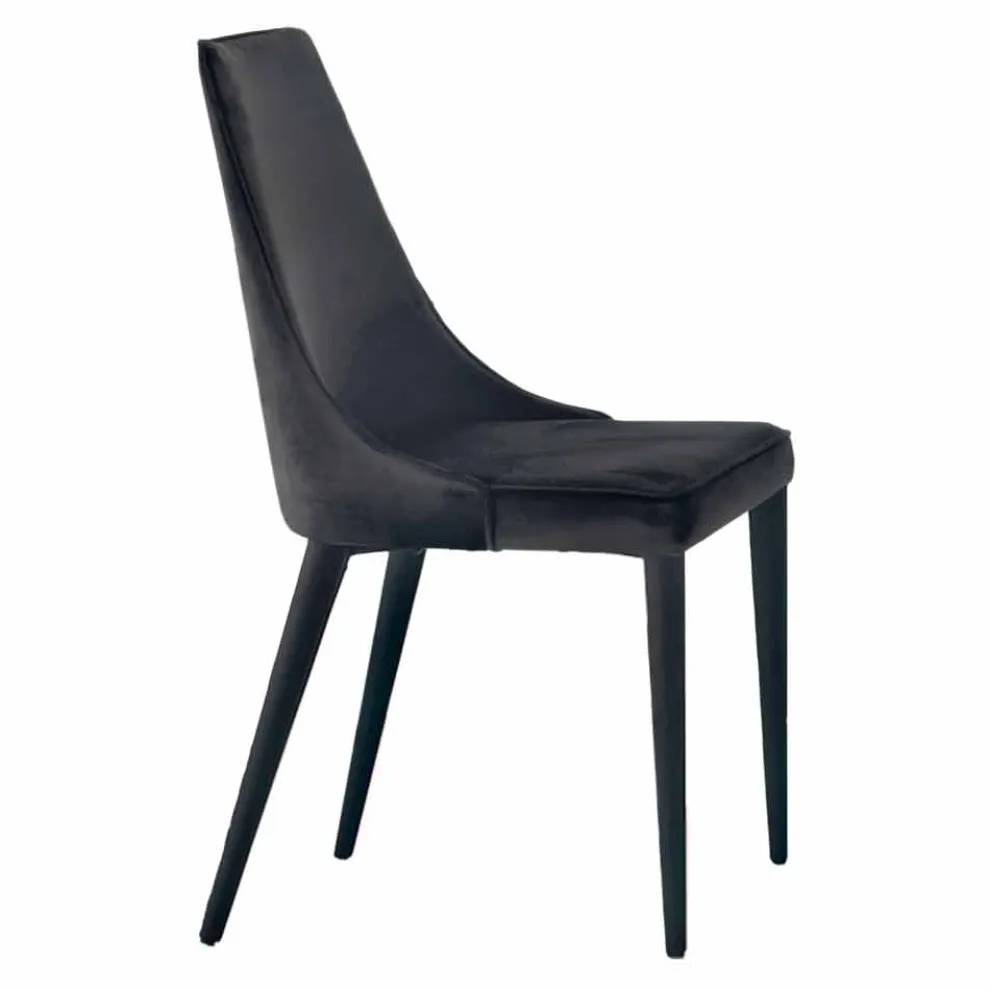 4 moderne Stahlstühle mit gepolstertem Samtsitz, hergestellt in Italien – Nirvana