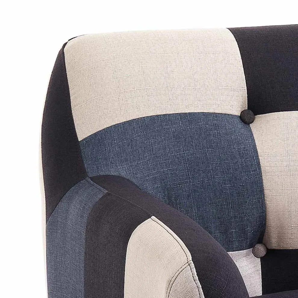 2- oder 3-Sitzer-Sofa aus mehrfarbigem Stoff – Kobalt