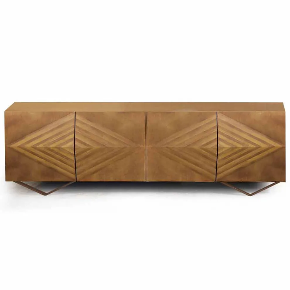 2- oder 4-türiges Sideboard aus Holz mit Kristallregalen Made in Italy - Gardena