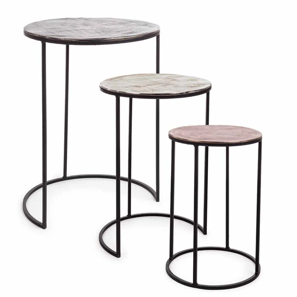 3 runde Couchtische aus Aluminium und Stahl Homemotion - Sempronio