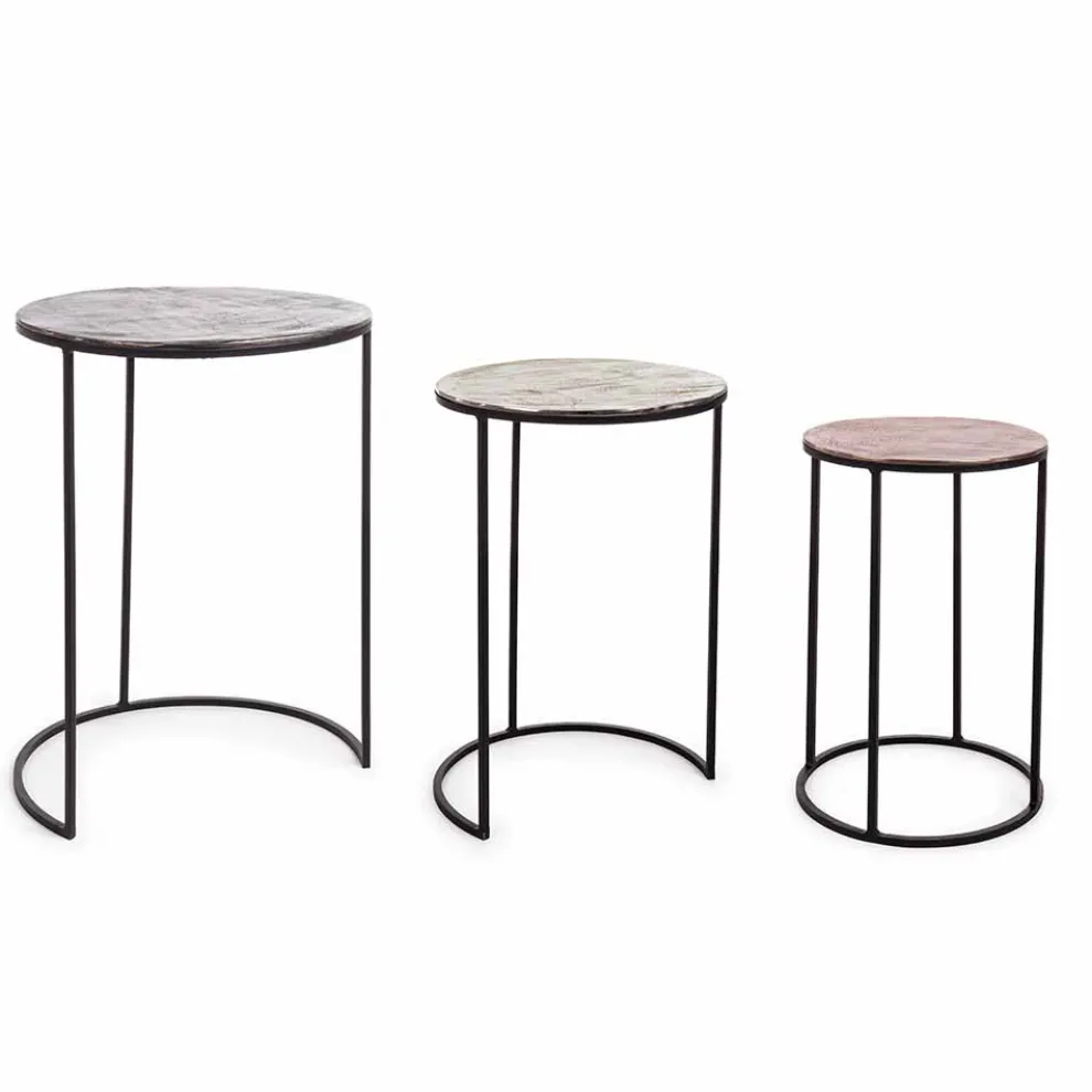 3 runde Couchtische aus Aluminium und Stahl Homemotion - Sempronio