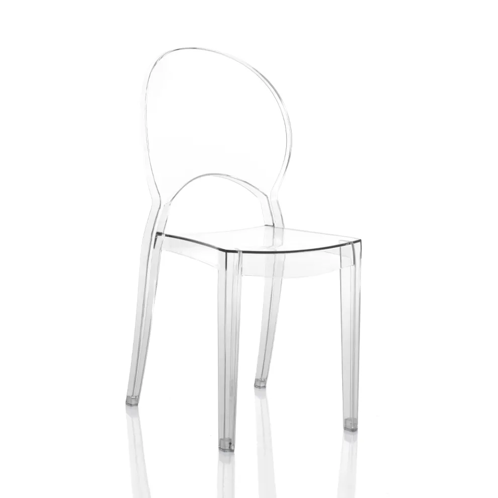 4 stapelbare Außen- und Innenstühle aus Polycarbonat – Pferd