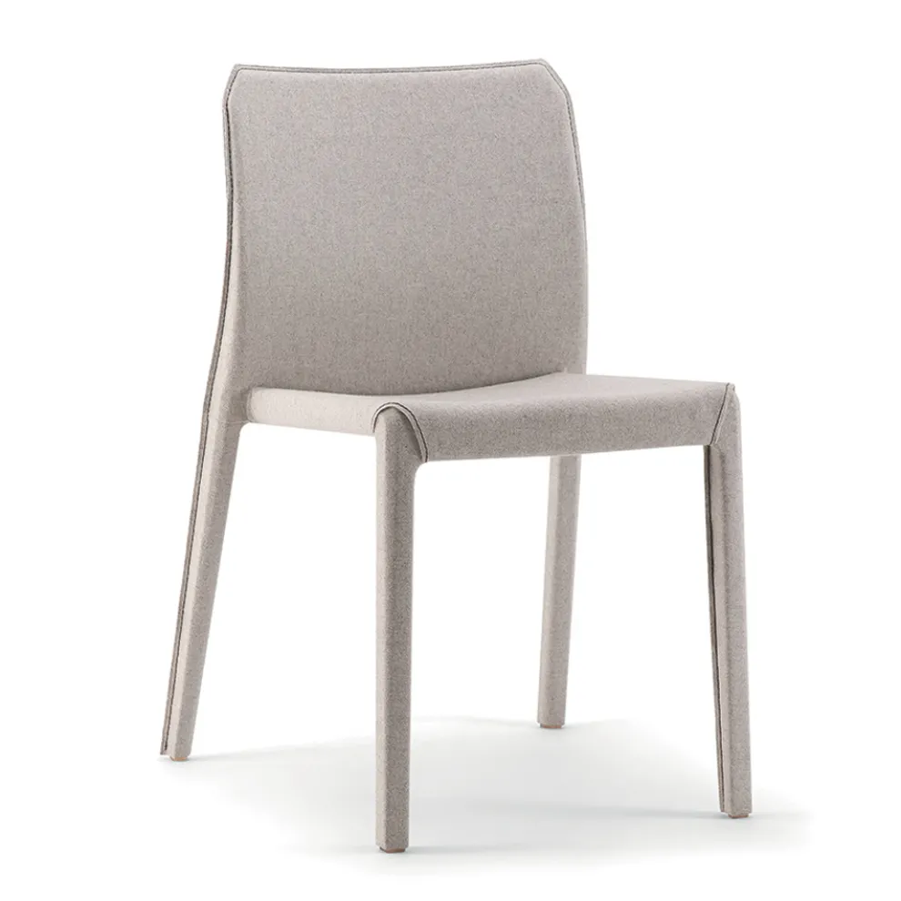 2 stapelbare Stühle aus Polypropylen, Glasfaser und gepolstert mit grauer Wolle – Cut