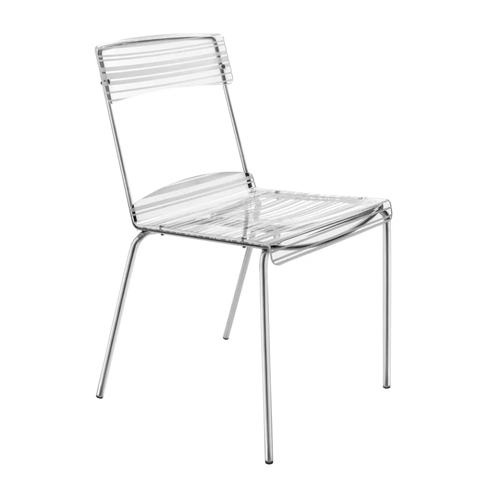 2 stapelbare Stühle aus Plexiglas und Eisen, hergestellt in Italien – Timon