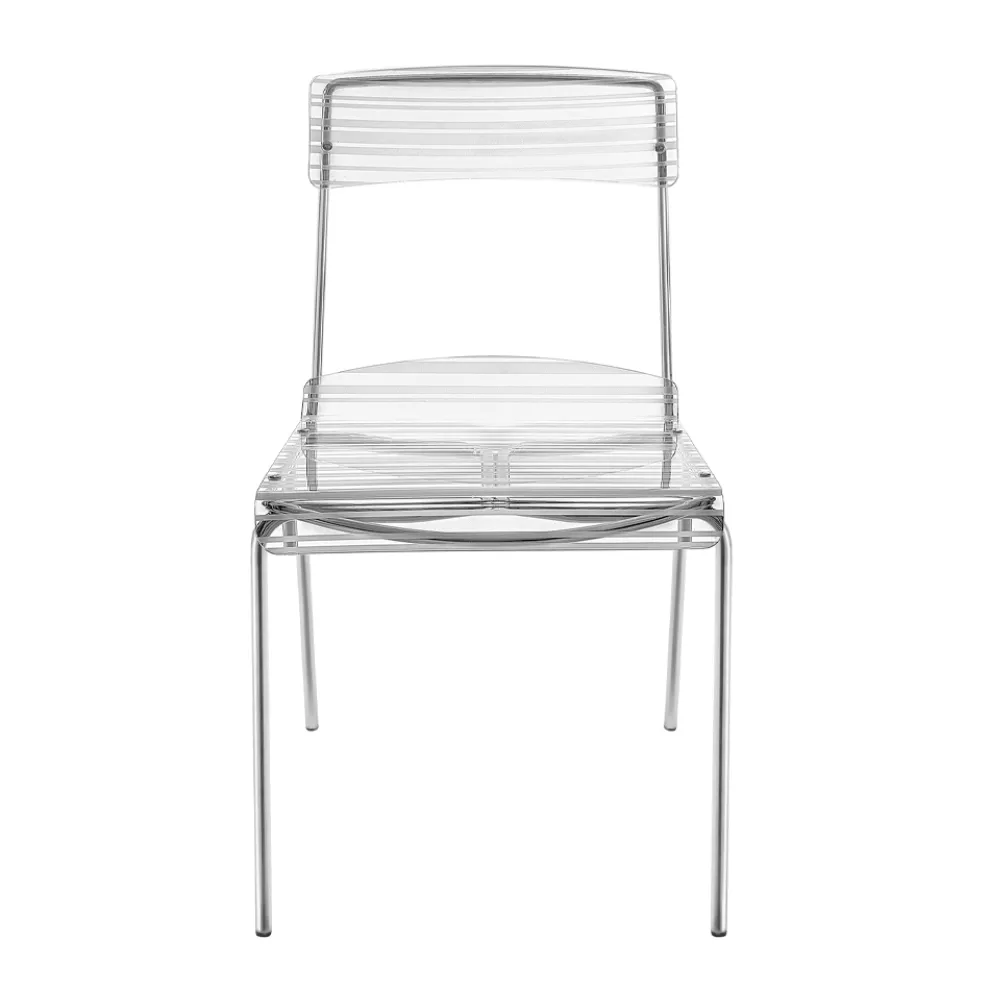 2 stapelbare Stühle aus Plexiglas und Eisen, hergestellt in Italien – Timon