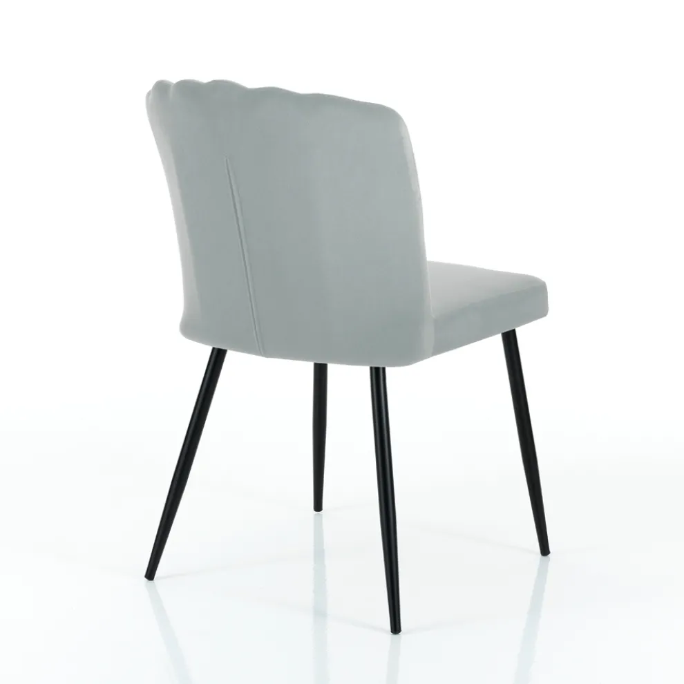 4 Stühle aus grauem Mikrofaserstoff mit Samteffekt – Aprikose