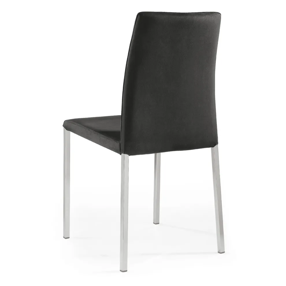 2 Stühle aus schwarzem Stoff und silbernen Stahlbeinen, hergestellt in Italien – Cadente