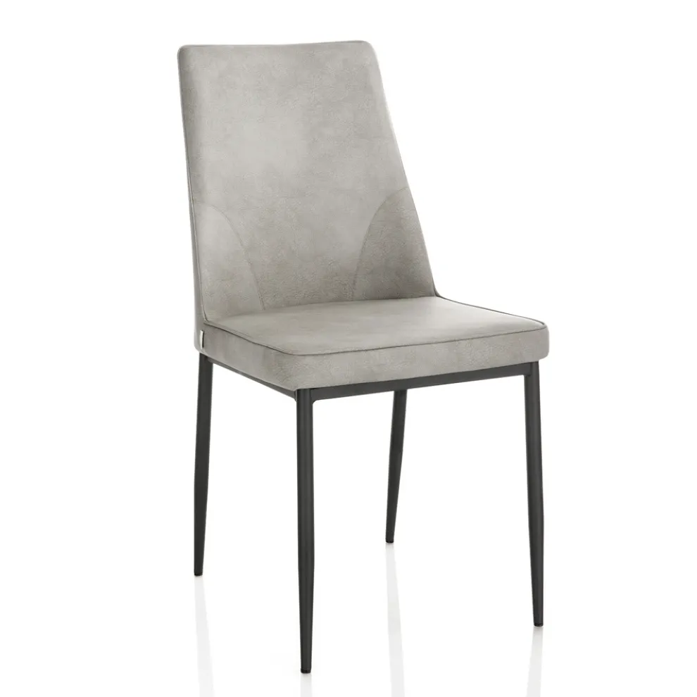 4 Stühle mit Kunstledersitz und Metallbeinen – Tariq