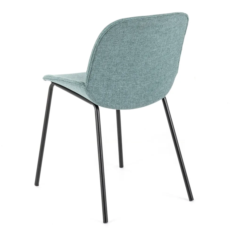 4 Stoffstühle, Polypropylenstruktur und Metallbeine – Patchulli