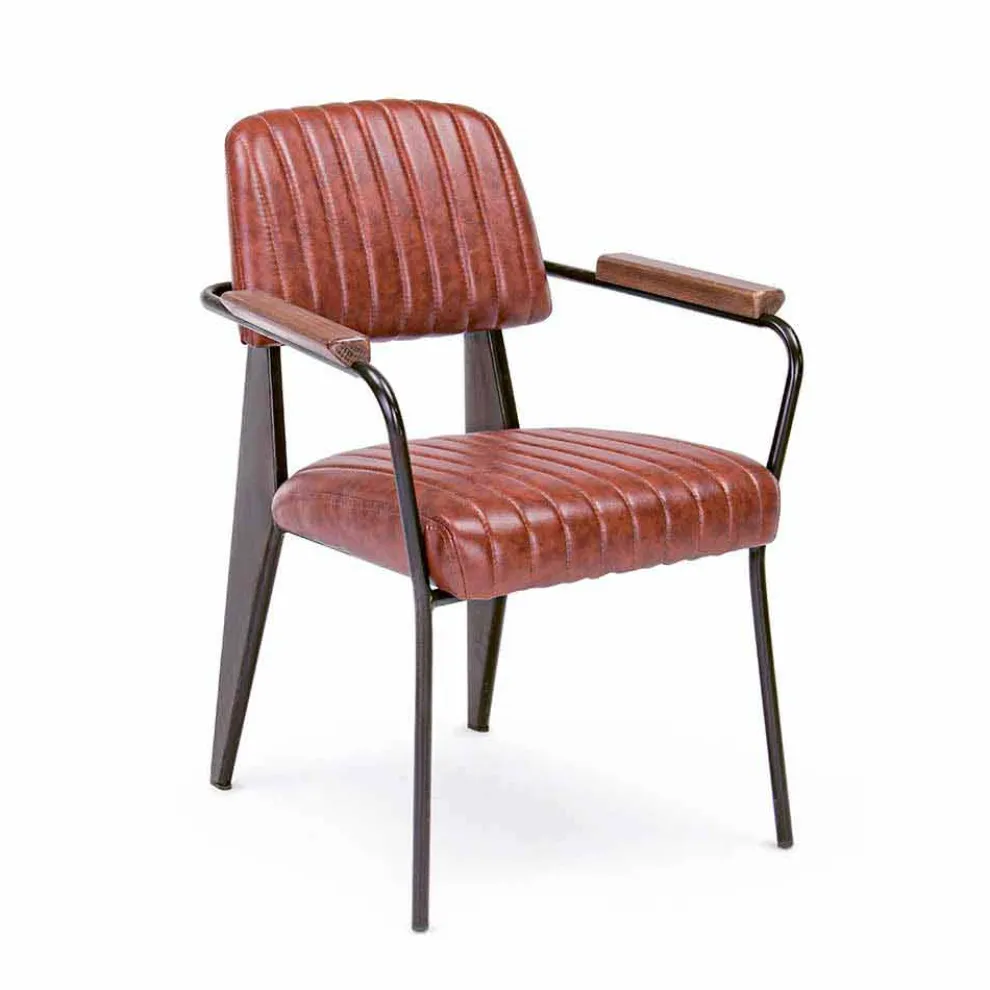 2 Vintage Effekt Kunstleder Homemotion Stühle mit Armlehnen - Clare