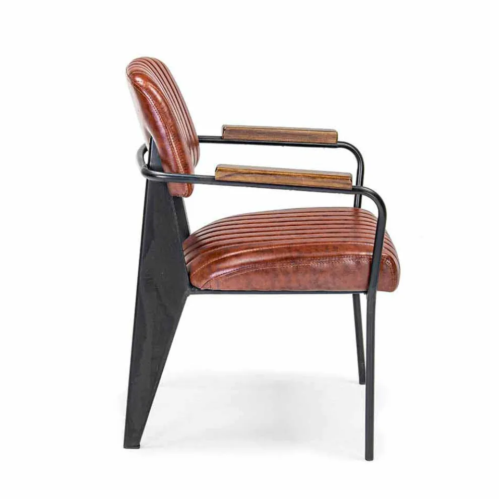 2 Vintage Effekt Kunstleder Homemotion Stühle mit Armlehnen - Clare