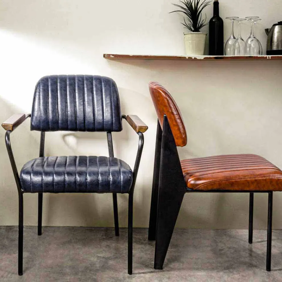 2 Vintage Effekt Kunstleder Homemotion Stühle mit Armlehnen - Clare