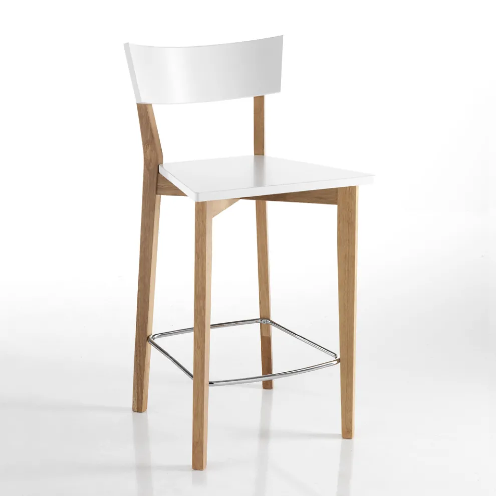 2 Wohnzimmerhocker aus Massivholz – Silber