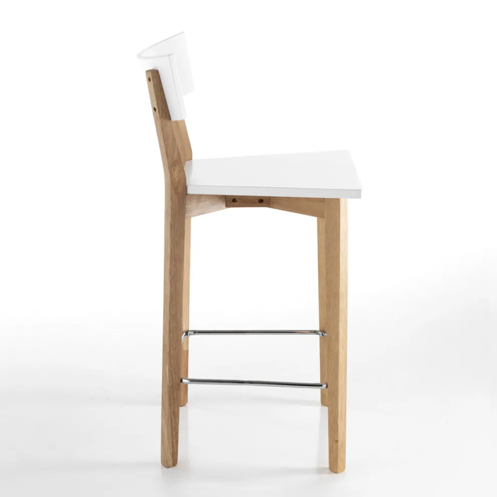 2 Wohnzimmerhocker aus Massivholz – Silber