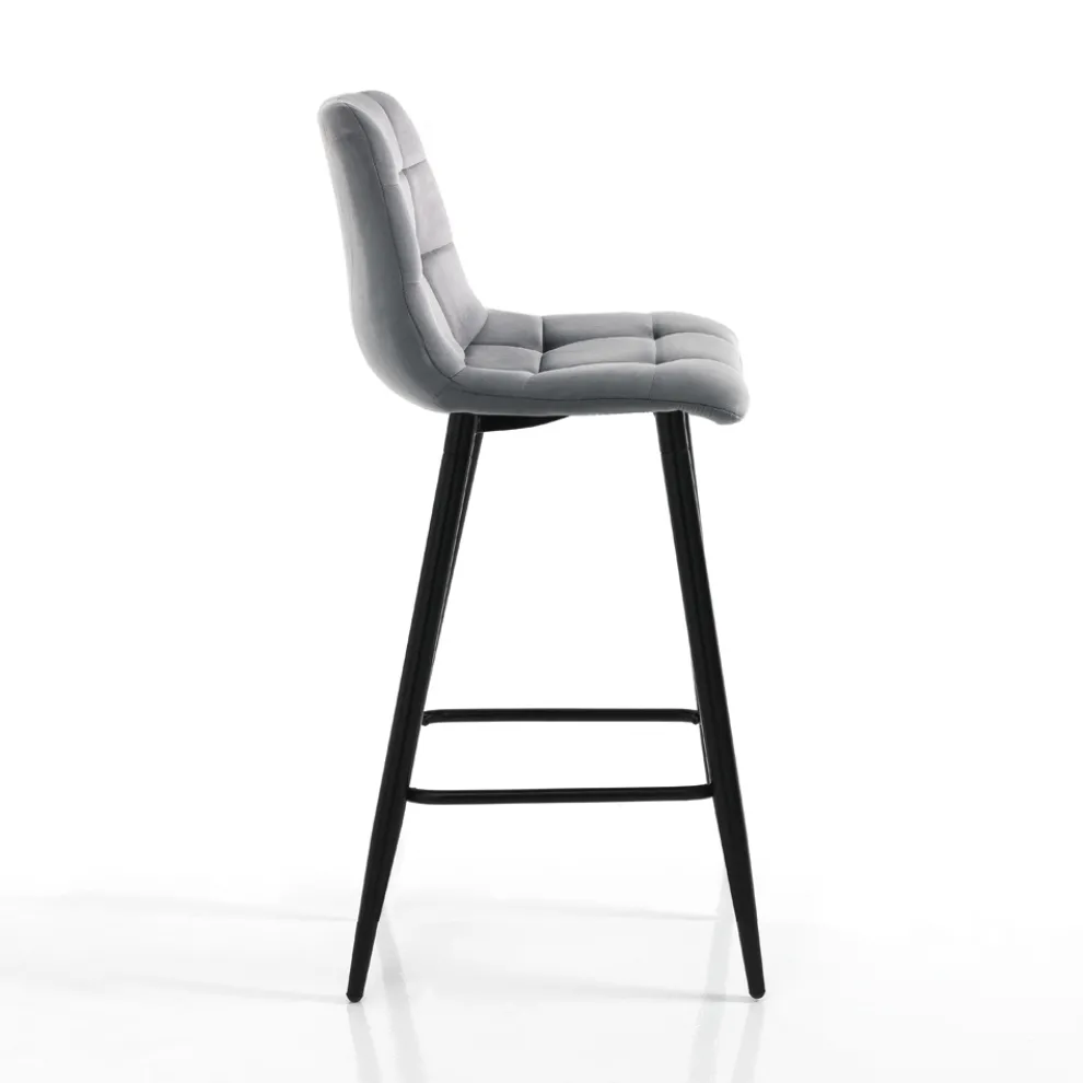 2 Wohnzimmerhocker aus Stoff und Metall – Kupfer