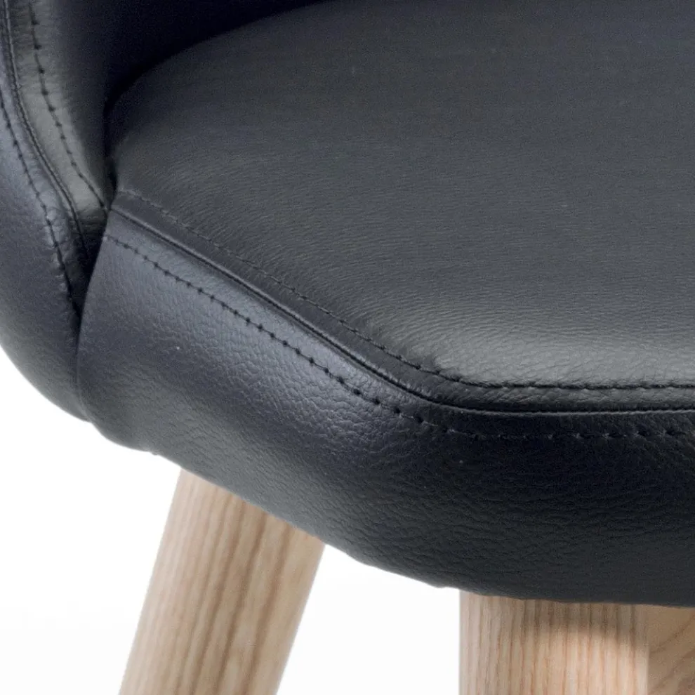 2 Wohnzimmerstühle aus Öko-Leder und natürlicher Esche, hergestellt in Italien – Cupcake