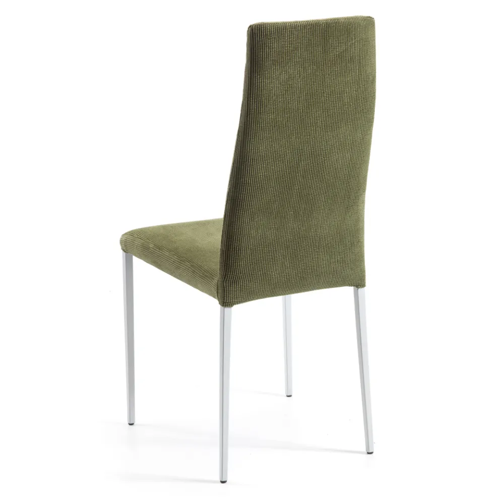 2 Wohnzimmerstühle aus grünem Stoff und silbernen Beinen, hergestellt in Italien – Owlet