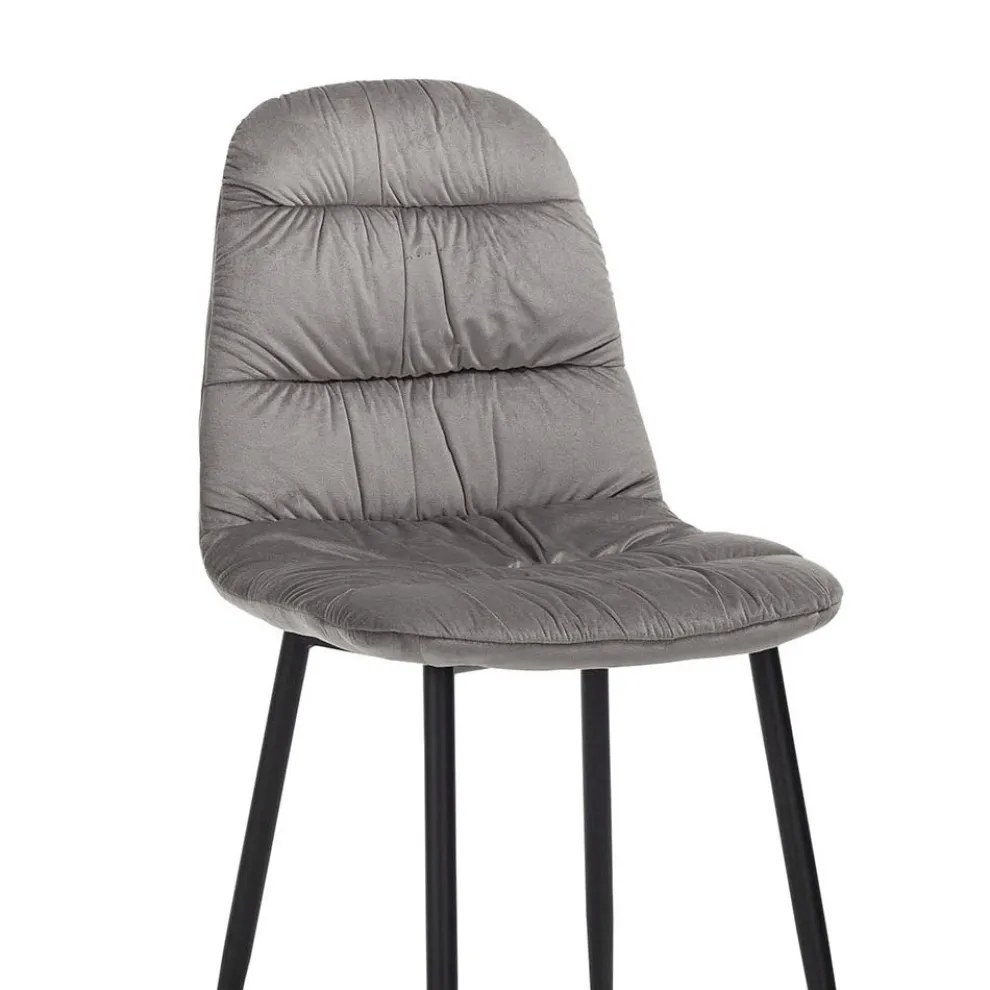 4 Wohnzimmerstühle aus schwarzem Metall und Samt – Omar