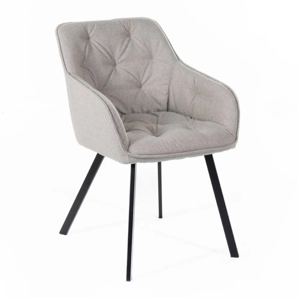 4 Wohnzimmerstühle mit Stoffsitz und Metallstruktur – Obst