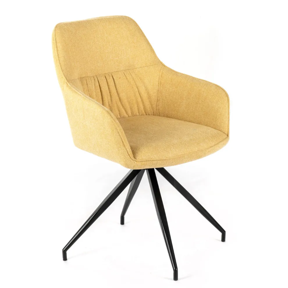 4 Wohnzimmerstühle mit Stoffsitz und Metallstruktur und -beinen – Kiefer