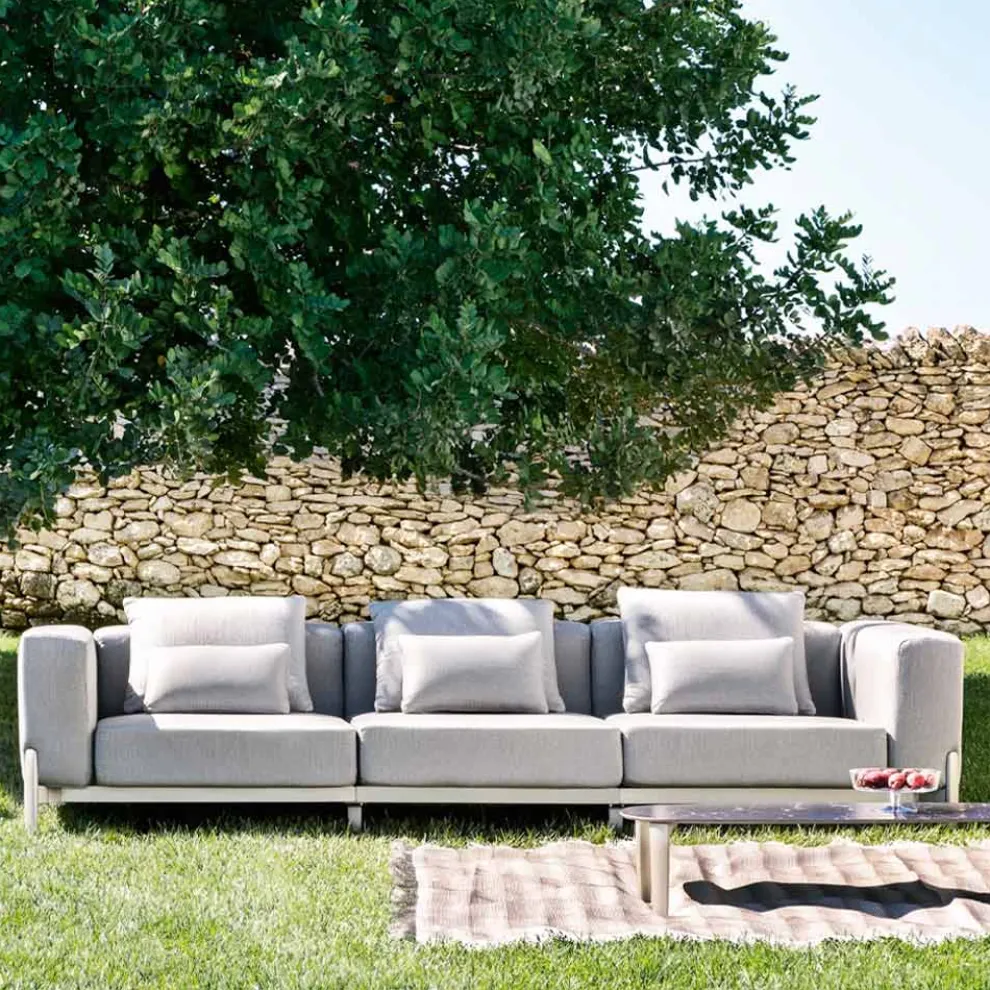 3-Sitzer-Outdoor-Sofa aus Aluminium und hochwertigem Stoff - Filomena