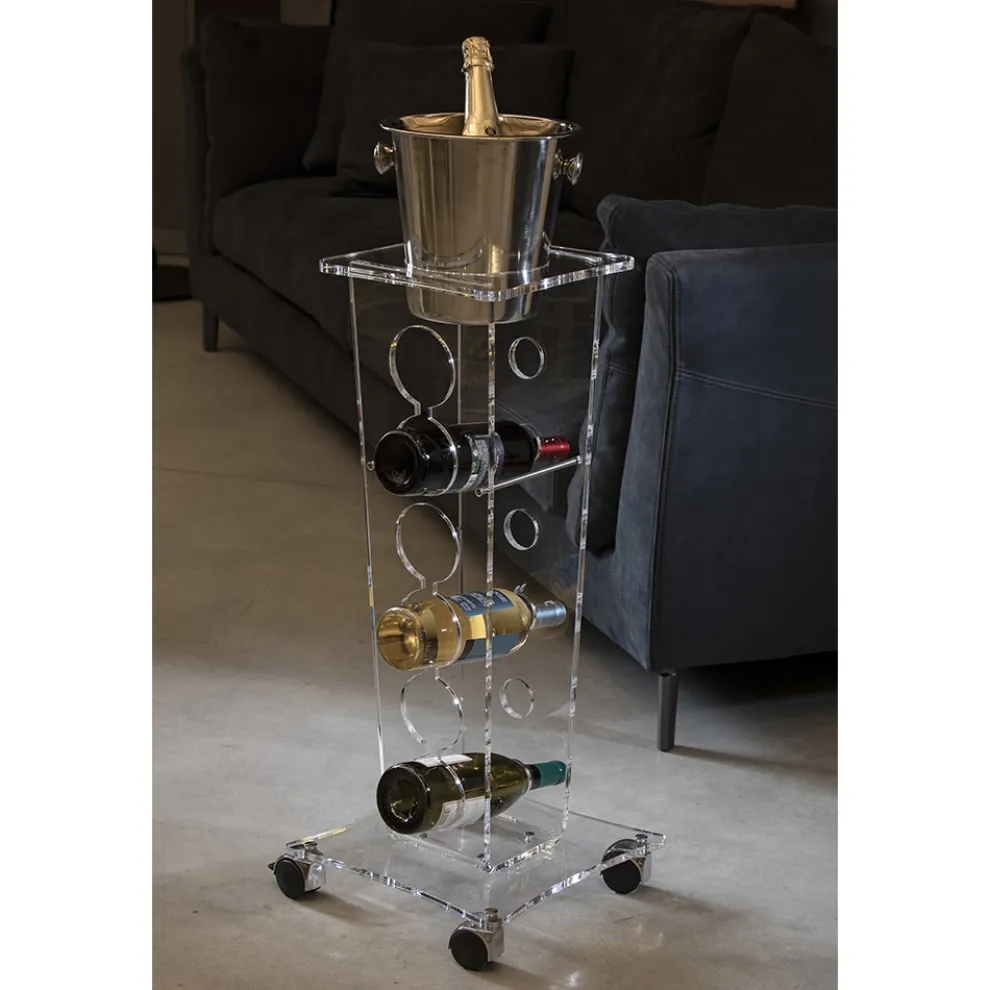 Säulenflaschenhalter und Eiskübel aus transparentem Acryl - Ciampino