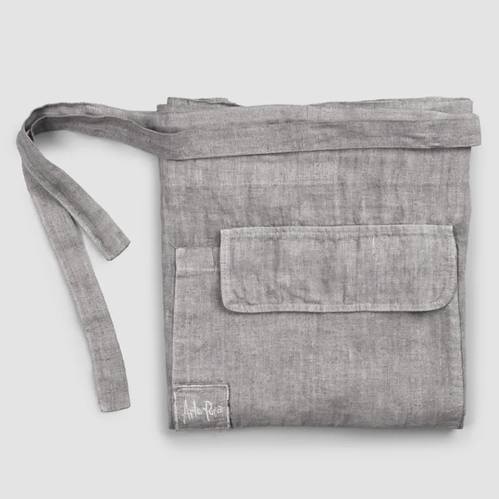 Küchenschürze in Anthrazitgrau Leinen Low Model mit Pocket - Flick